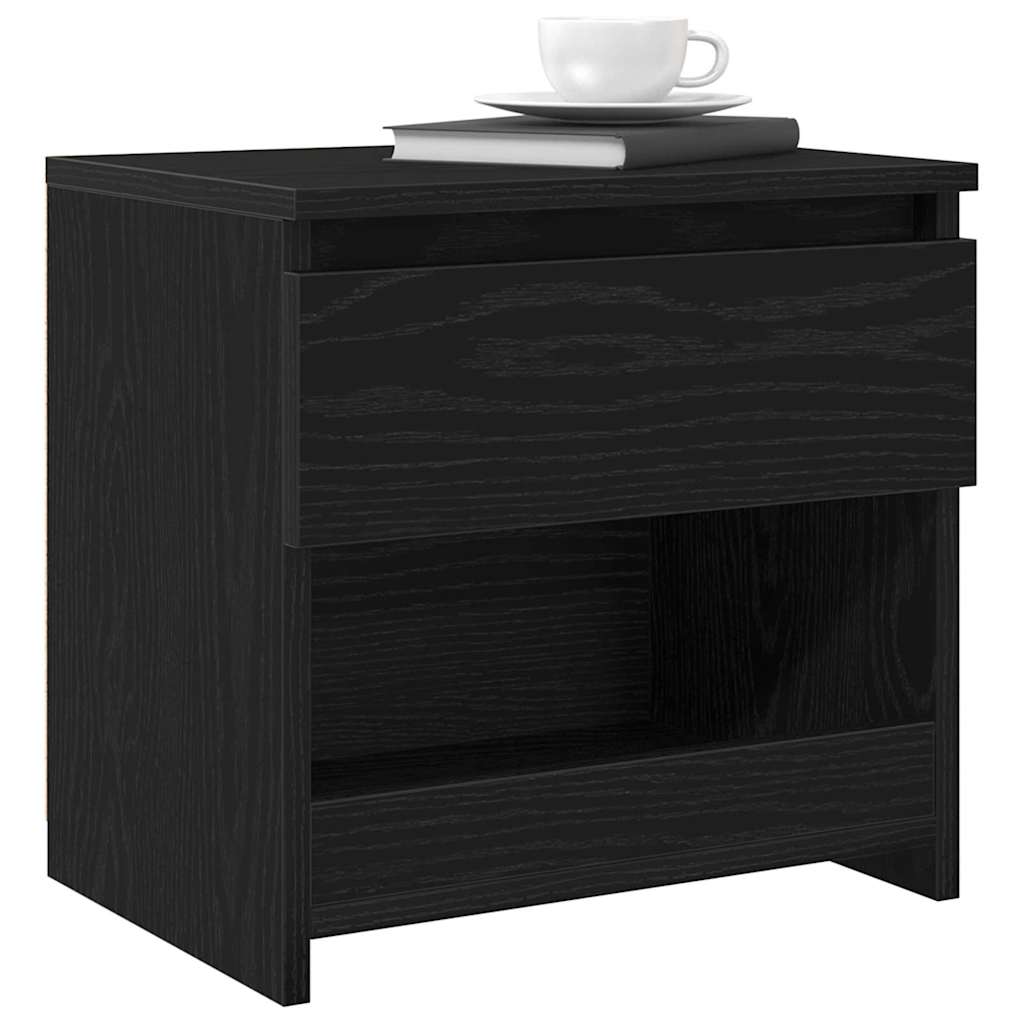 Nachttisch 2 pcs Schwarz Eichen-Optik 40 x 30 x 39 cm