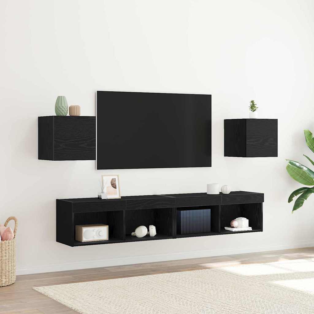 Wandmontiertes TV-Regal 2 pcs Schwarze Eiche 30,5 x 30 x 30 cm