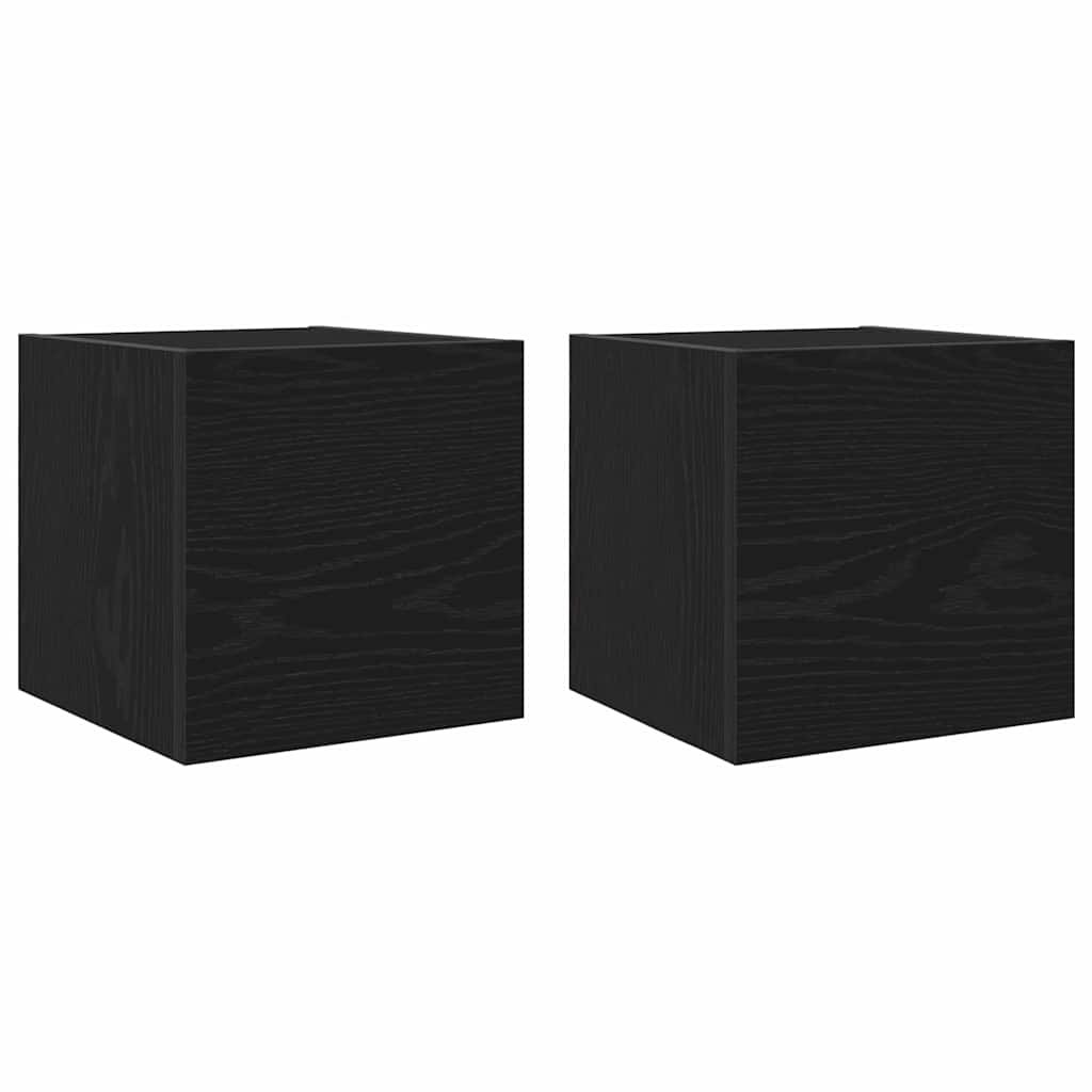 Wandmontiertes TV-Regal 2 pcs Schwarze Eiche 30,5 x 30 x 30 cm