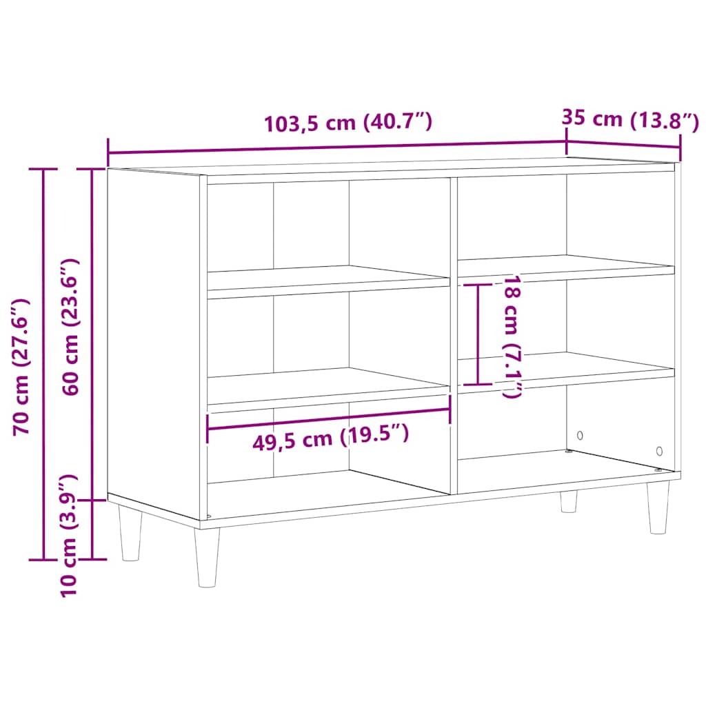 Sideboard Schwarz Eichen-Optik 103,5 x 35 x 70 cm Holzwerkstoff
