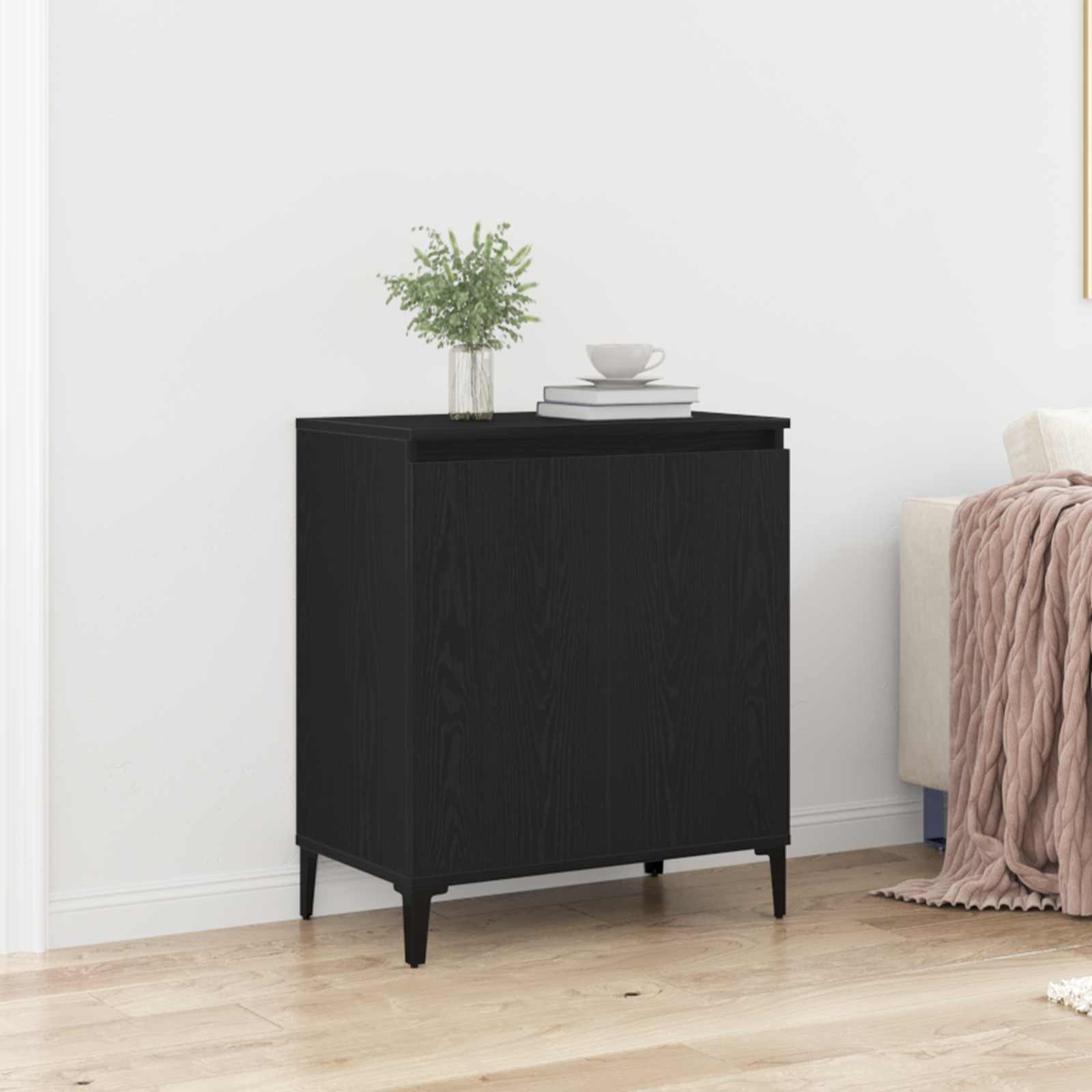 Sideboard Schwarz Eichen-Optik 60 x 35 x 70 cm Holzwerkstoff