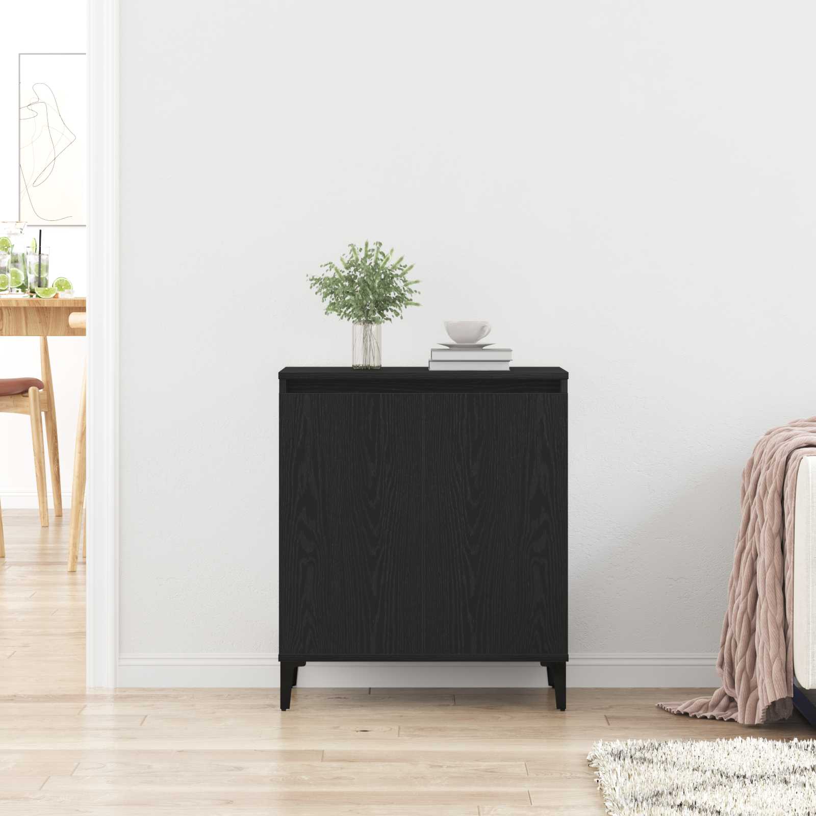 Sideboard Schwarz Eichen-Optik 60 x 35 x 70 cm Holzwerkstoff