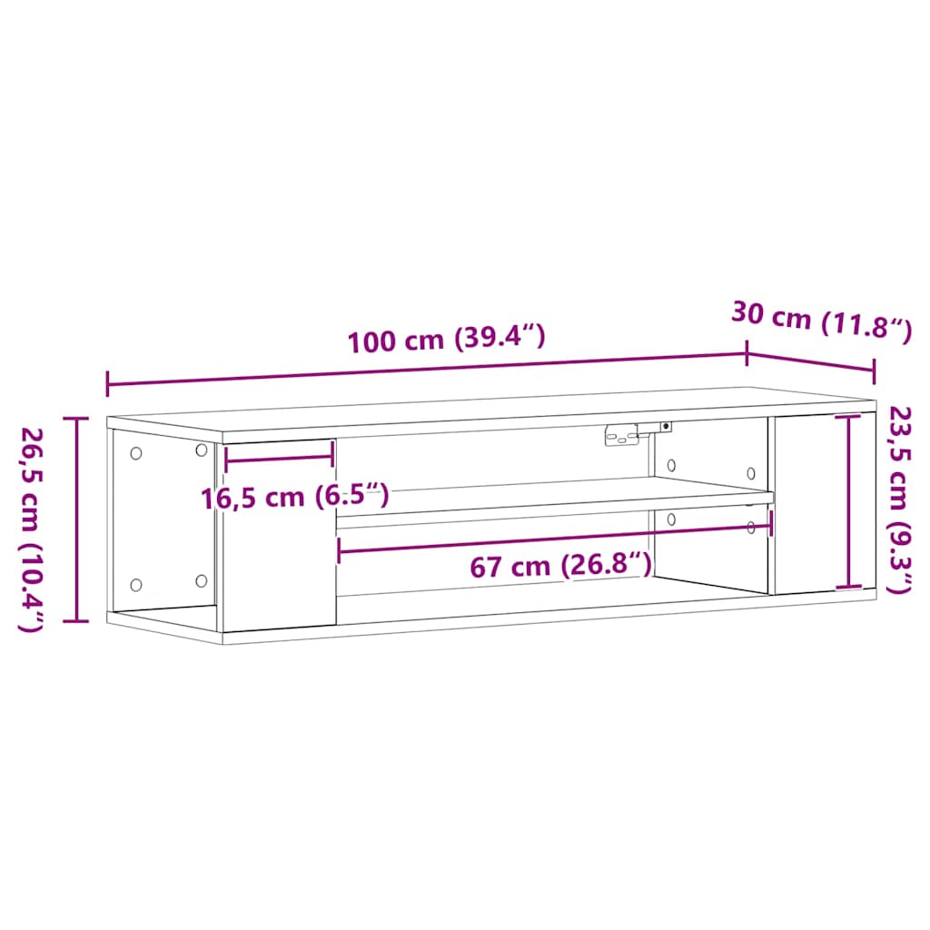 TV-Schränk Artisan-Eiche 100 x 30 x 26,5 cm Holzwerkstoff