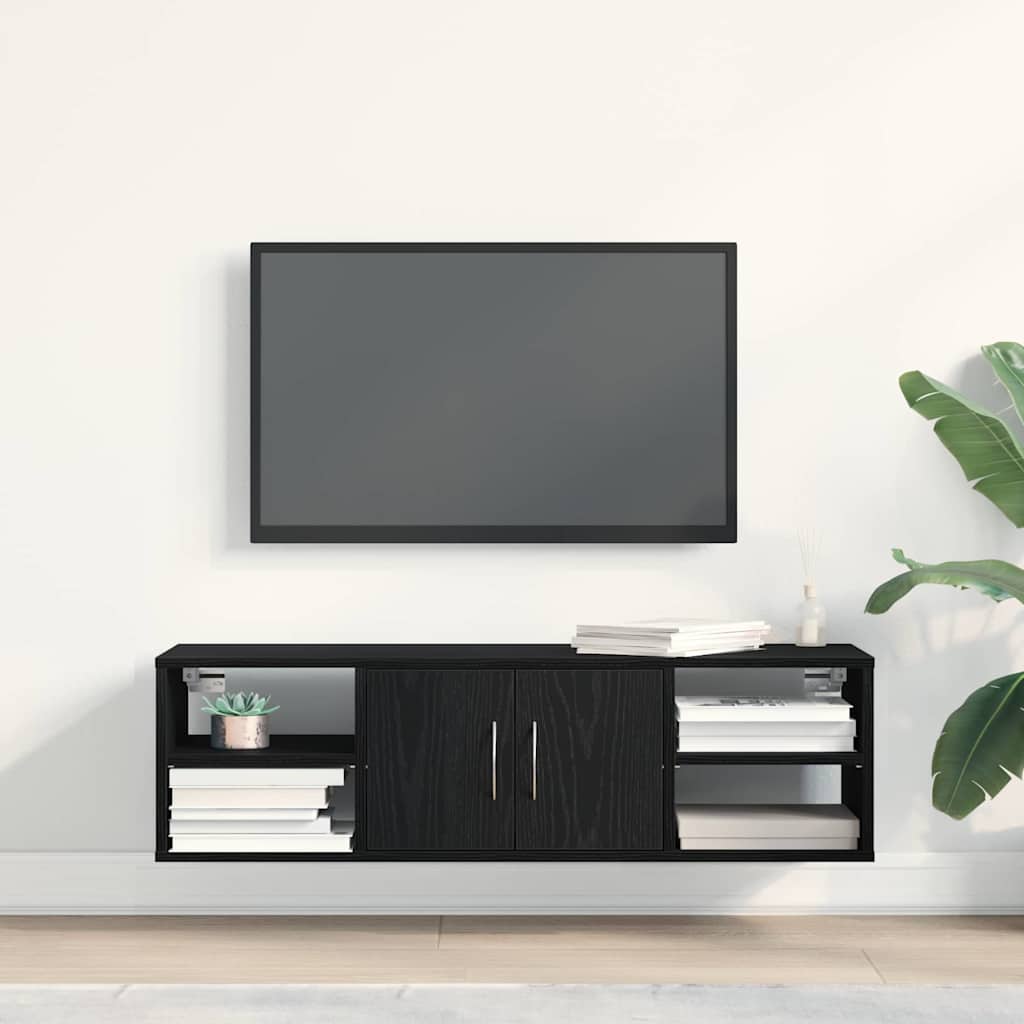Wandregal Schwarz Eichen-Optik 102 x 30 x 29 cm Holzwerkstoff