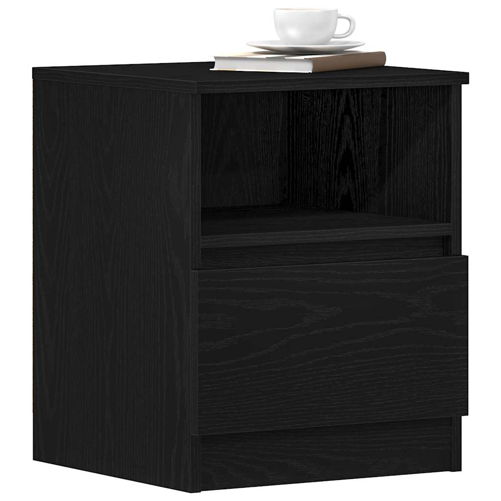 Nachttisch 2 pcs Schwarz Eichen-Optik 40 x 40 x 50 cm