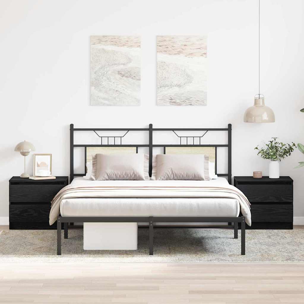 Nachttisch 2 pcs Schwarz Eichen-Optik 50 x 40 x 43,5 cm