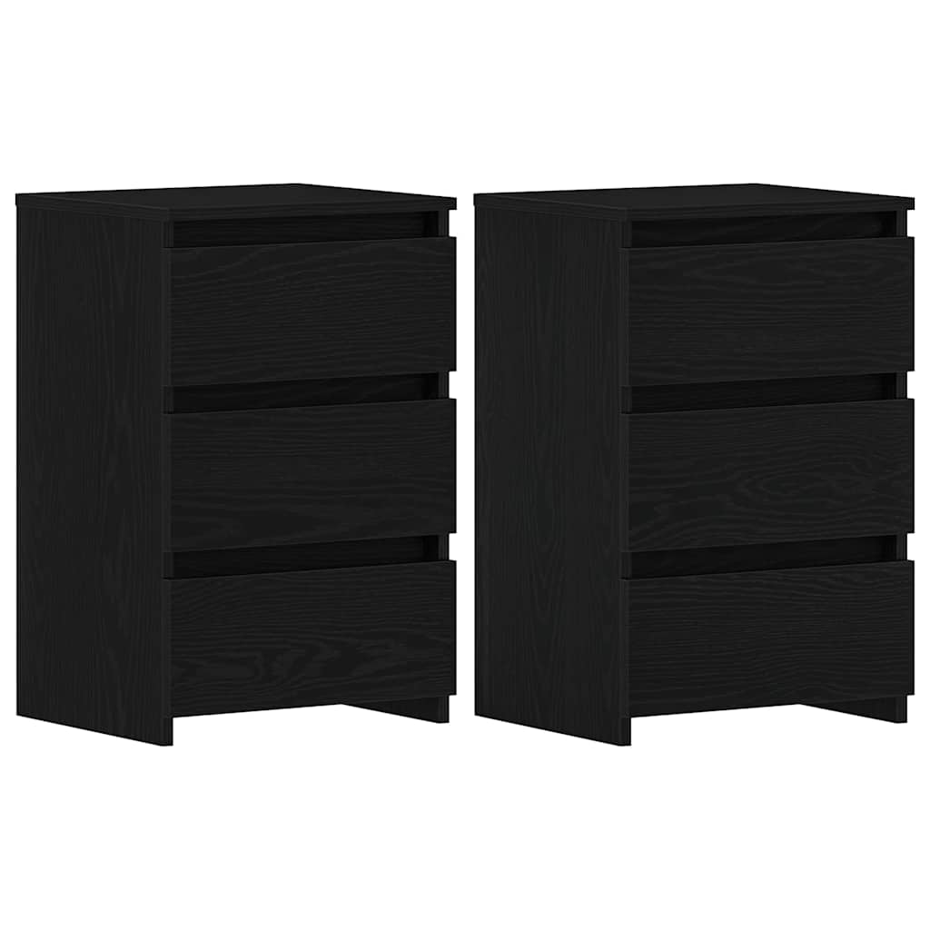 Nachttisch 2 pcs Schwarz Eichen-Optik 40 x 35 x 62,5 cm