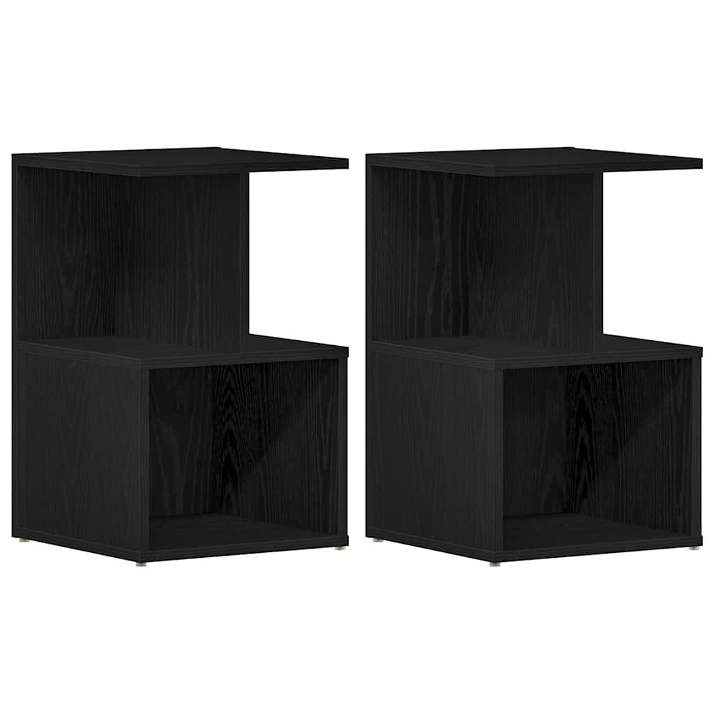Nachttisch 2 pcs Schwarz Eichen-Optik 35 x 35 x 55 cm