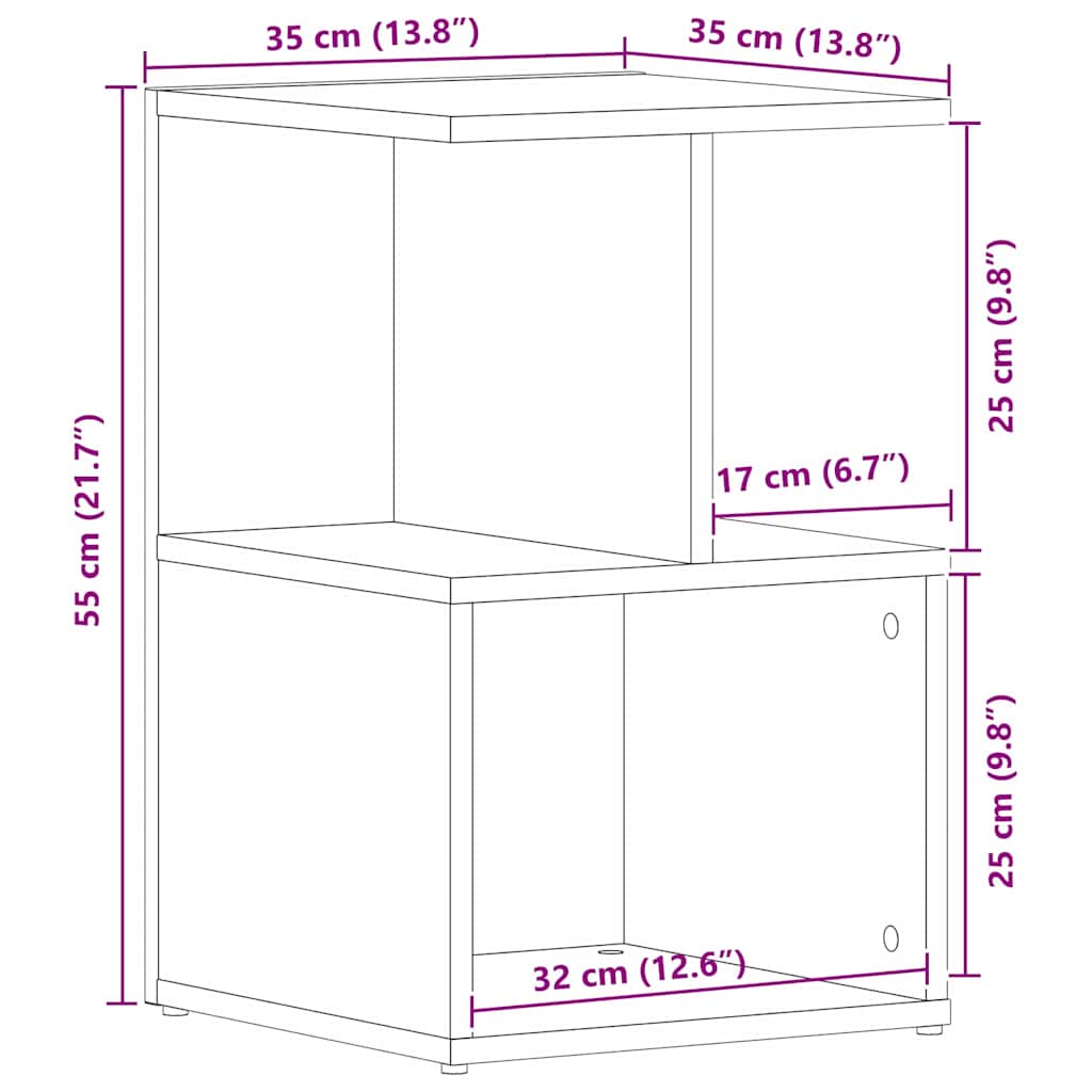 Nachttisch 2 pcs Schwarz Eichen-Optik 35 x 35 x 55 cm