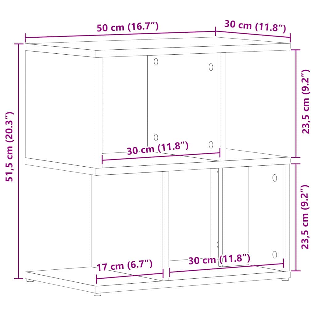 Nachttisch Schwarz Eichen-Optik 50 x 30 x 51,5 cm Holzwerkstoff