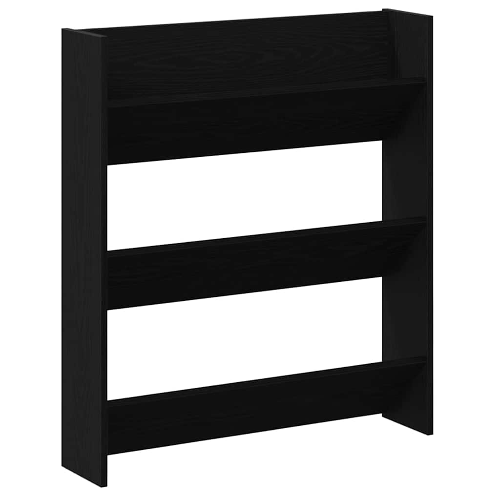 Schuhschrank Schwarz Eichen-Optik 80 x 18 x 90 cm Holzwerkstoff
