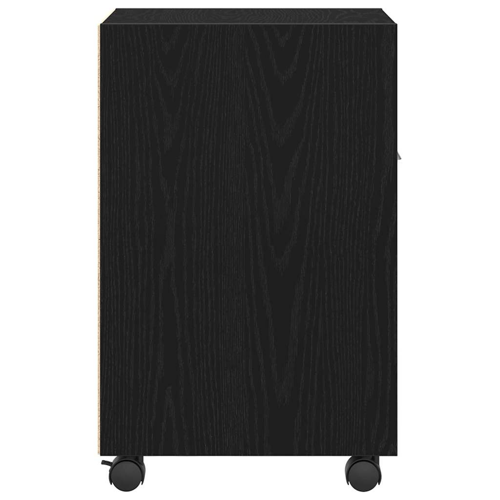 Wagen-Seitenkombination Schwarz Eichen-Optik 33 x 38 x 60 cm