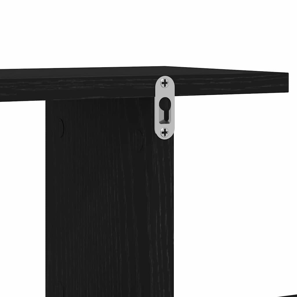 Wandmontiertes TV Regal Schwarz Eichen-Optik 125 x 18 x 23 cm