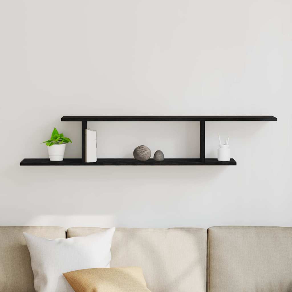 Wandmontiertes TV Regal Schwarz Eichen-Optik 125 x 18 x 23 cm