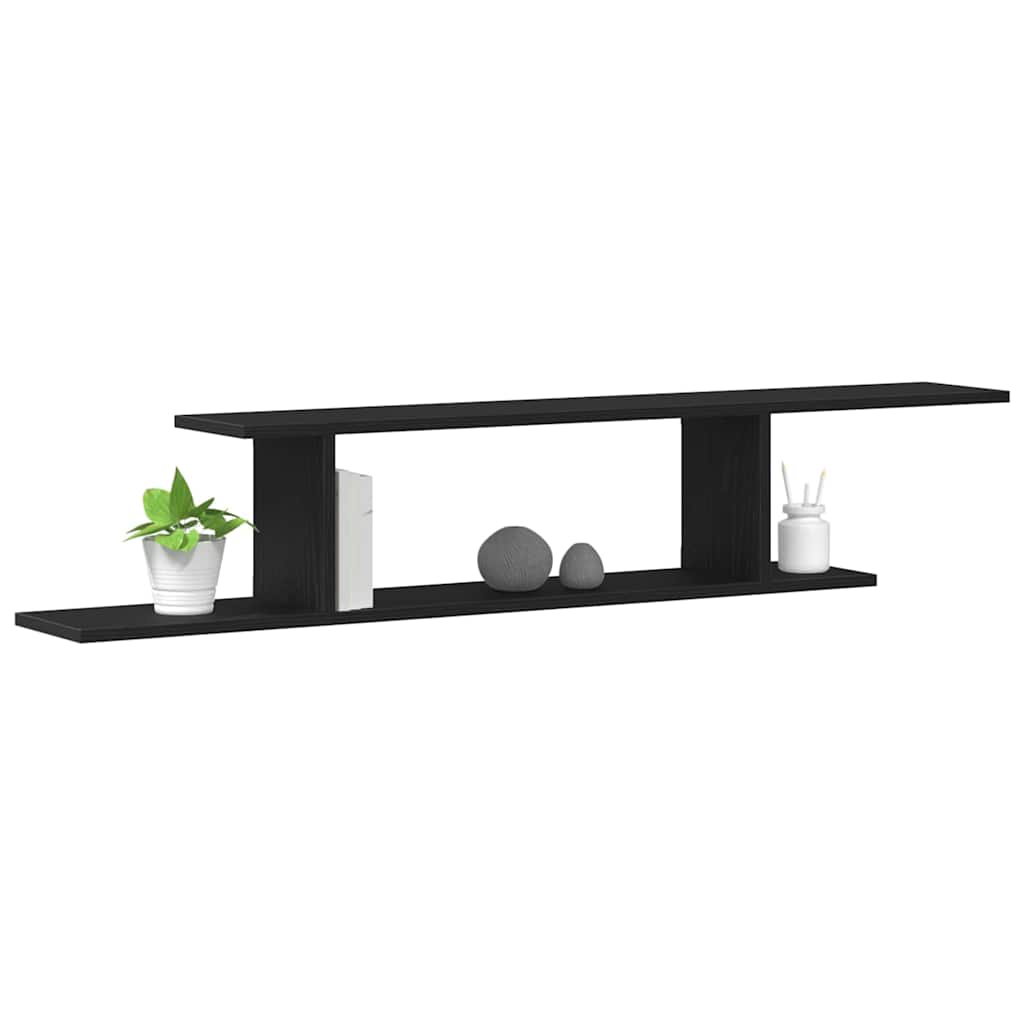 Wandmontiertes TV Regal Schwarz Eichen-Optik 125 x 18 x 23 cm