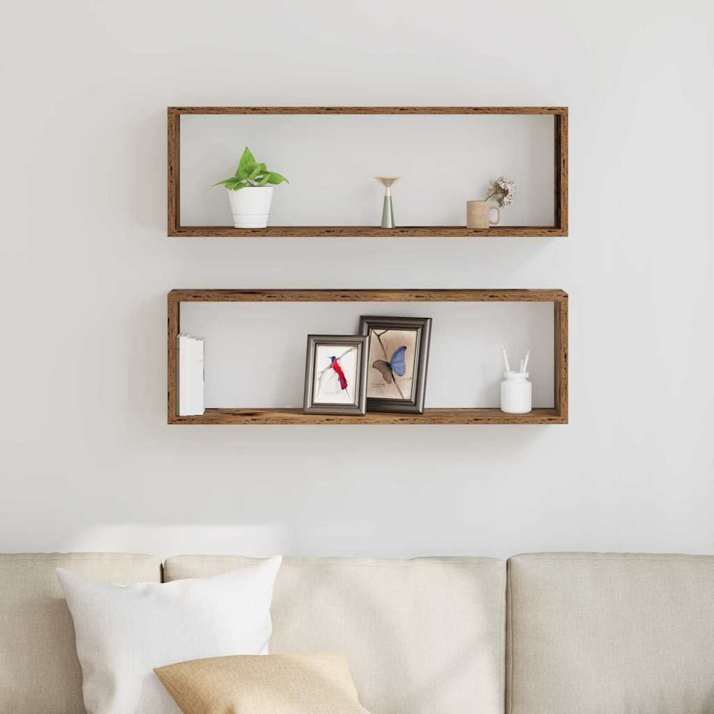 Wandregale 2 pcs Altholz 80 x 15 x 26 cm Holzwerkstoff