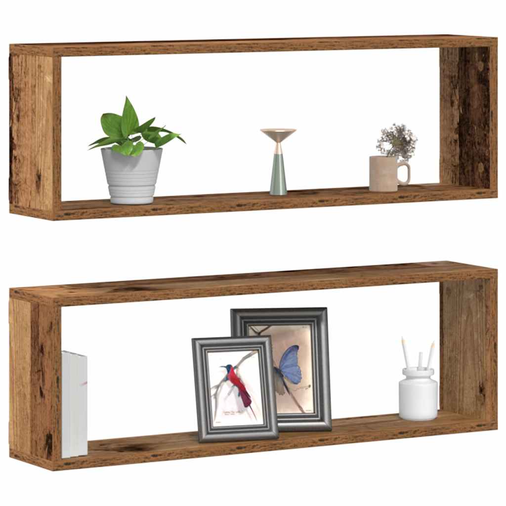 Wandregale 2 pcs Altholz 80 x 15 x 26 cm Holzwerkstoff