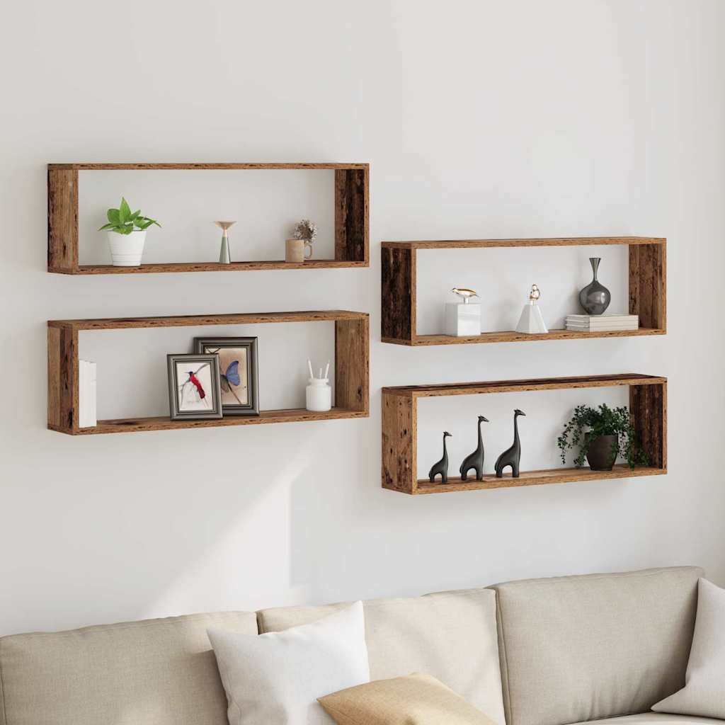 Wandregale 4 pcs Altholz 80 x 15 x 26 cm Holzwerkstoff