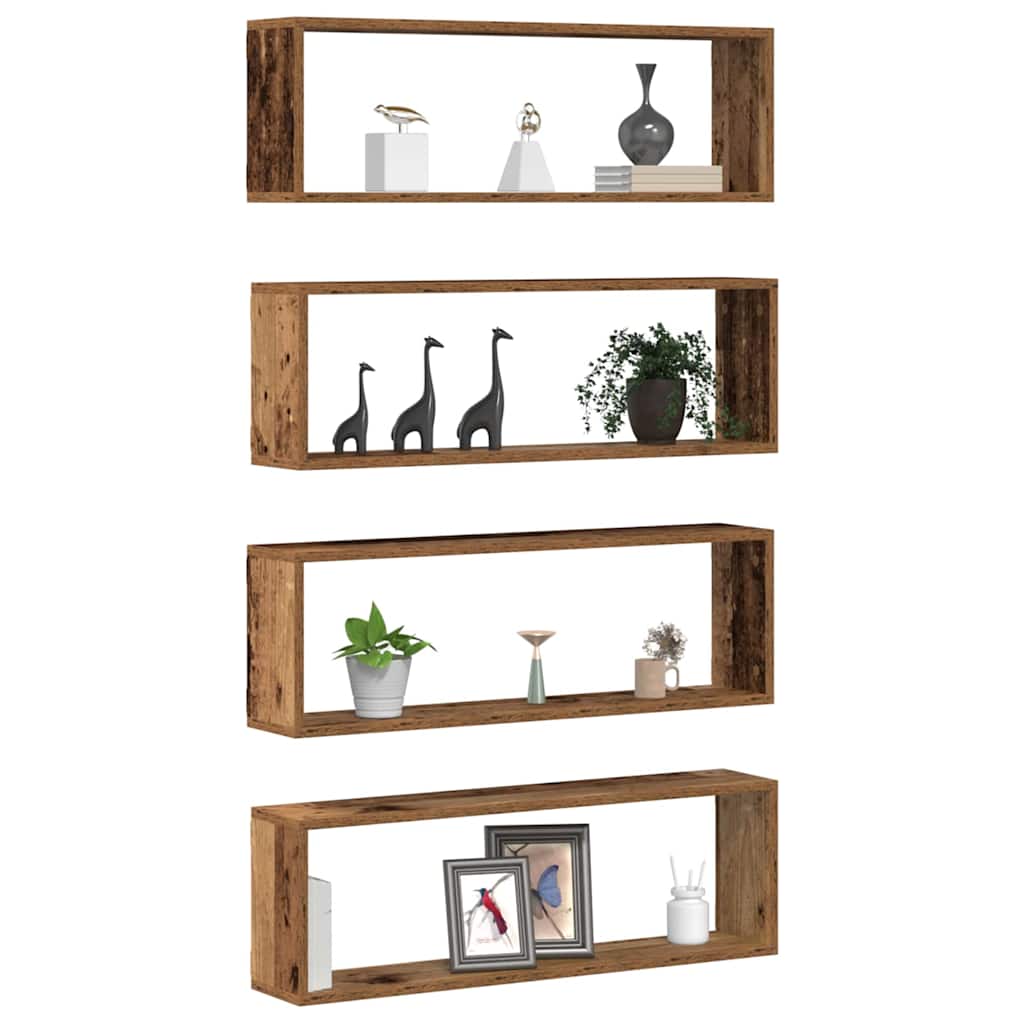 Wandregale 4 pcs Altholz 80 x 15 x 26 cm Holzwerkstoff