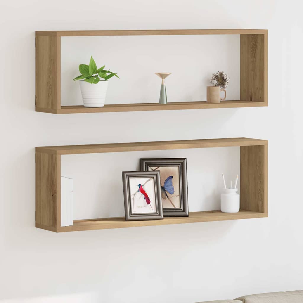 Wandregale mit Regal 2 pcs Kunsthandwerk Eiche 80 x 15 x 26 cm
