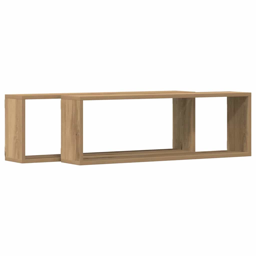 Wandregale mit Regal 2 pcs Kunsthandwerk Eiche 80 x 15 x 26 cm