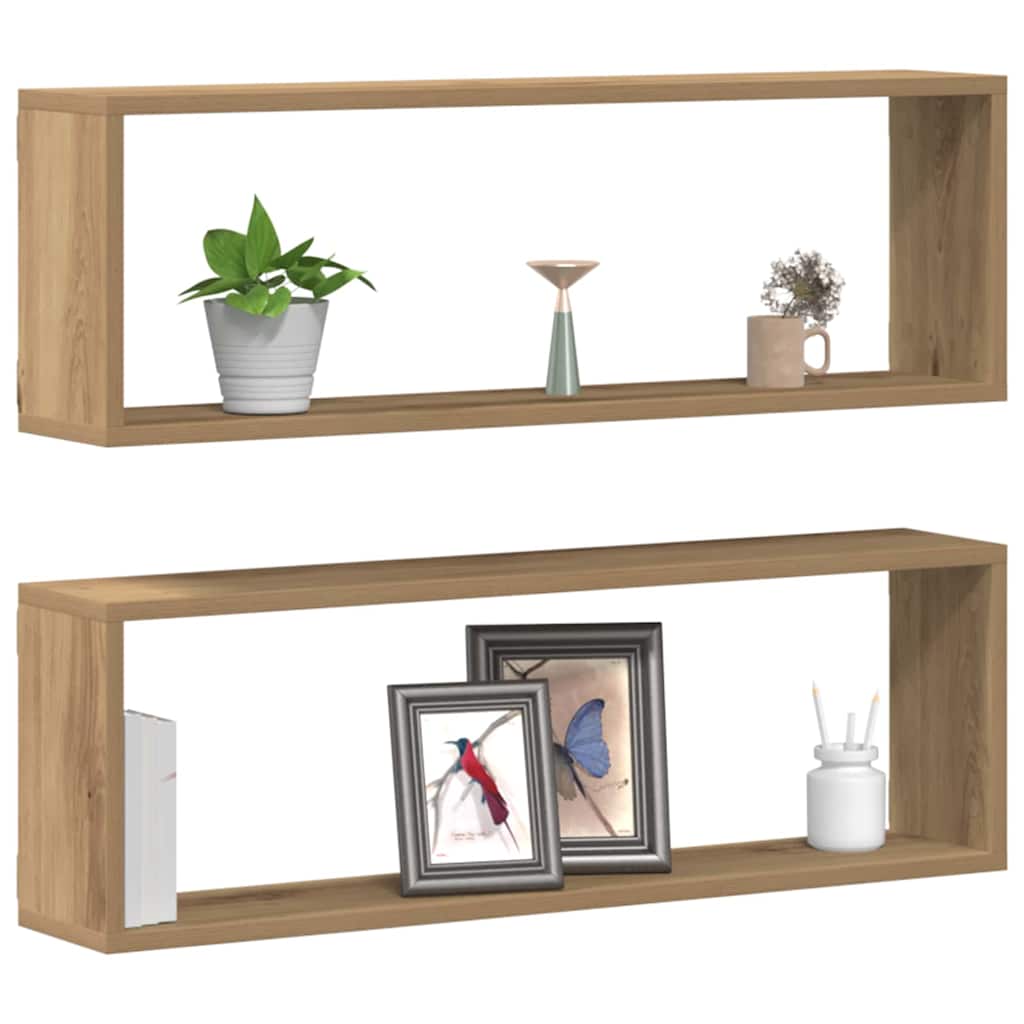 Wandregale mit Regal 2 pcs Kunsthandwerk Eiche 80 x 15 x 26 cm
