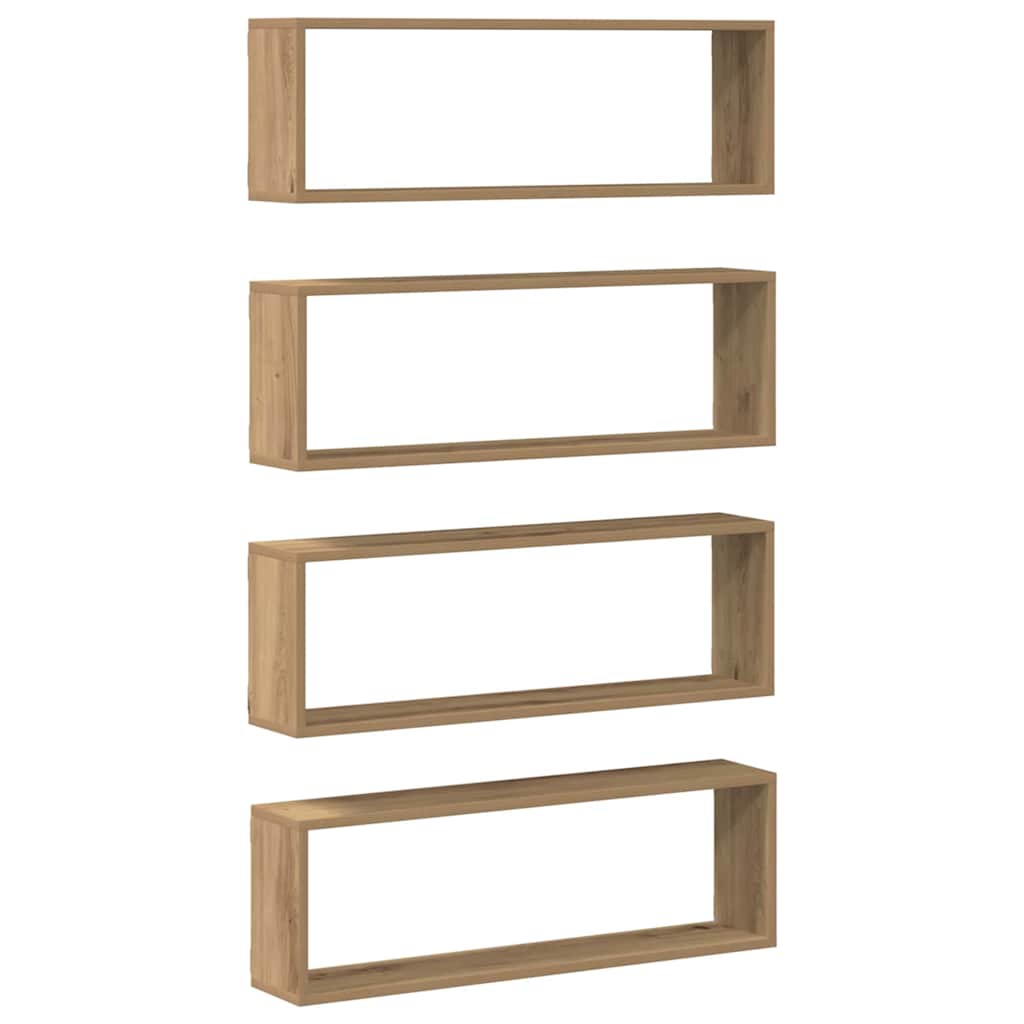 Wandregale mit Regal 4 pcs Kunsthandwerk Eiche 80 x 15 x 26 cm
