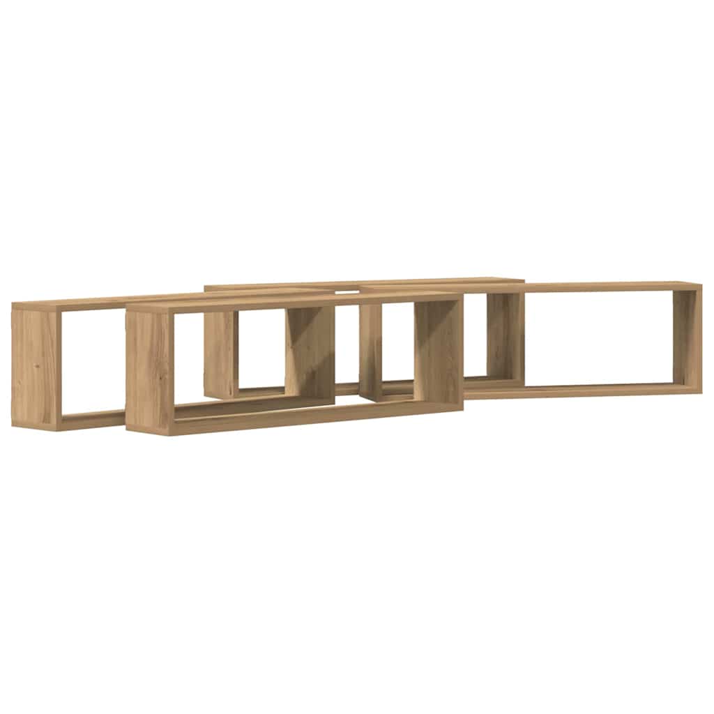 Wandregale mit Regal 4 pcs Kunsthandwerk Eiche 80 x 15 x 26 cm
