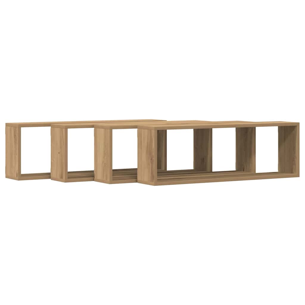 Wandregale mit Regal 4 pcs Kunsthandwerk Eiche 80 x 15 x 26 cm