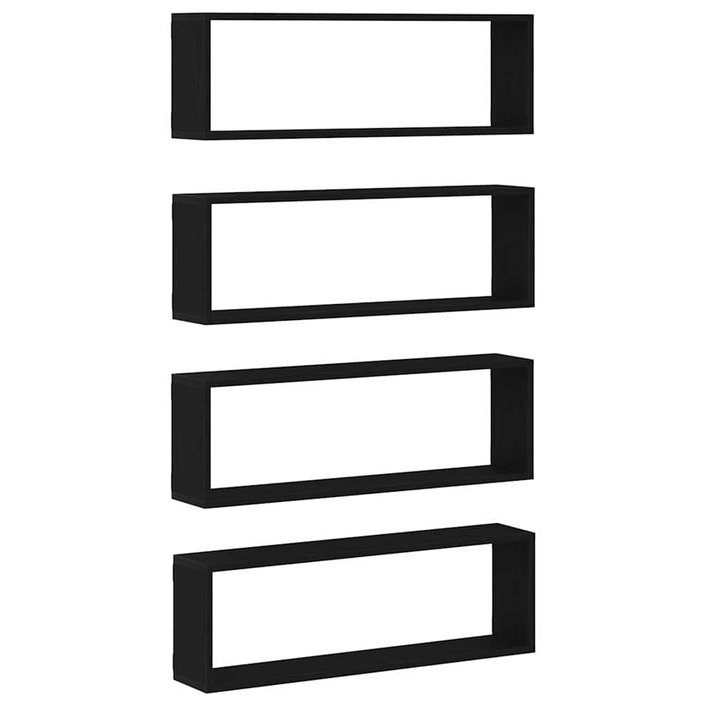 Wandregale mit Regal 4 pcs Schwarz Eichen-Optik 80 x 15 x 26 cm