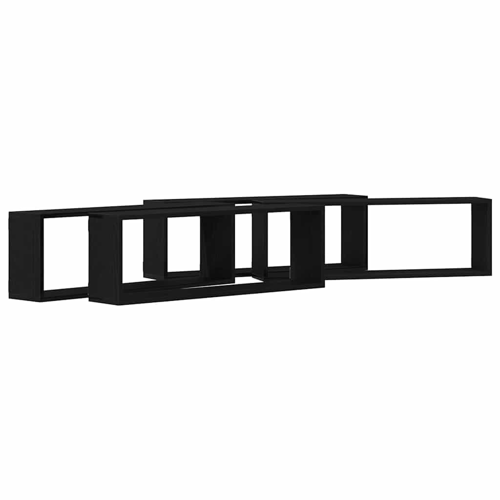 Wandregale mit Regal 4 pcs Schwarz Eichen-Optik 80 x 15 x 26 cm