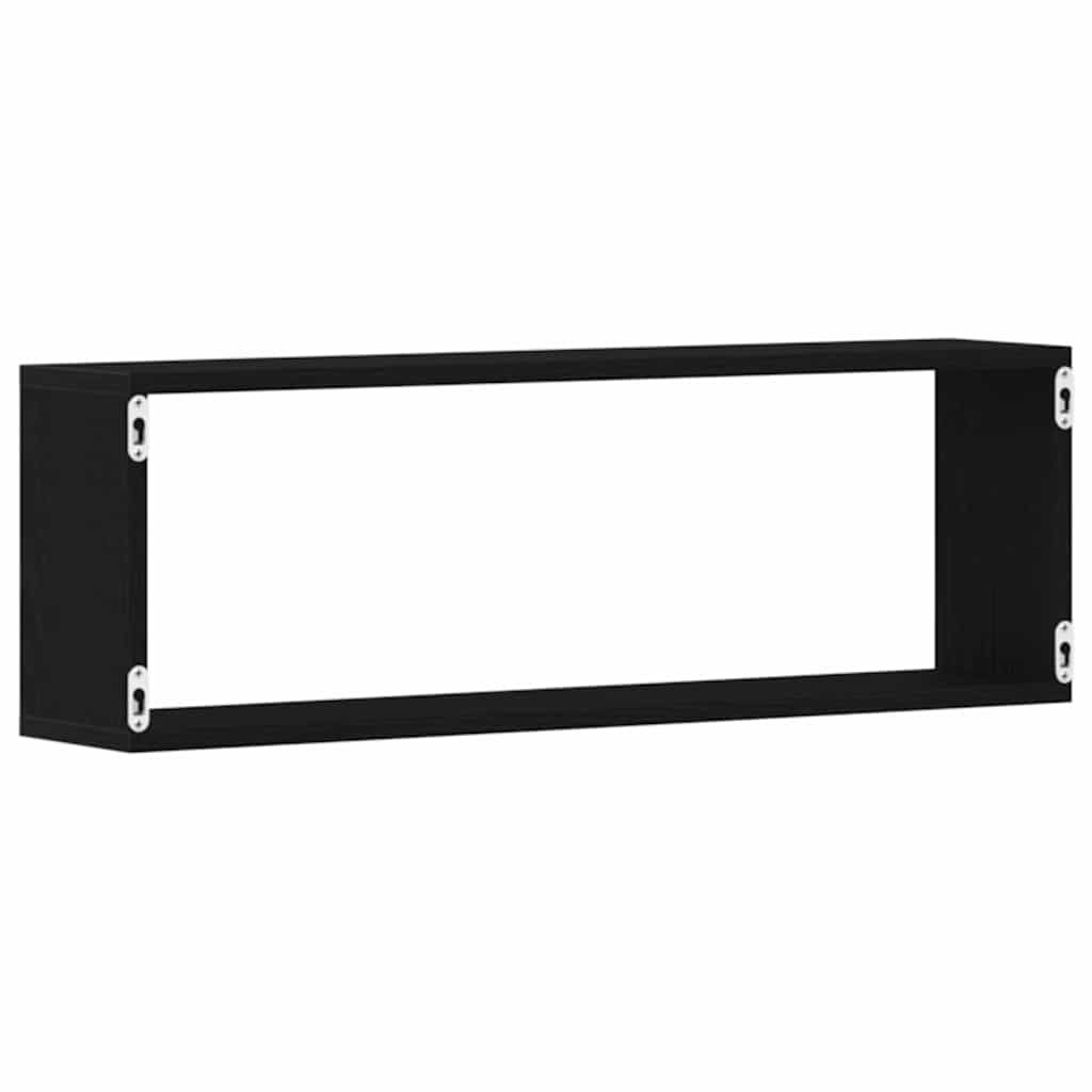 Wandregale mit Regal 4 pcs Schwarz Eichen-Optik 80 x 15 x 26 cm