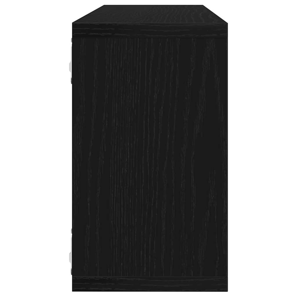 Wandregale mit Regal 4 pcs Schwarz Eichen-Optik 80 x 15 x 26 cm