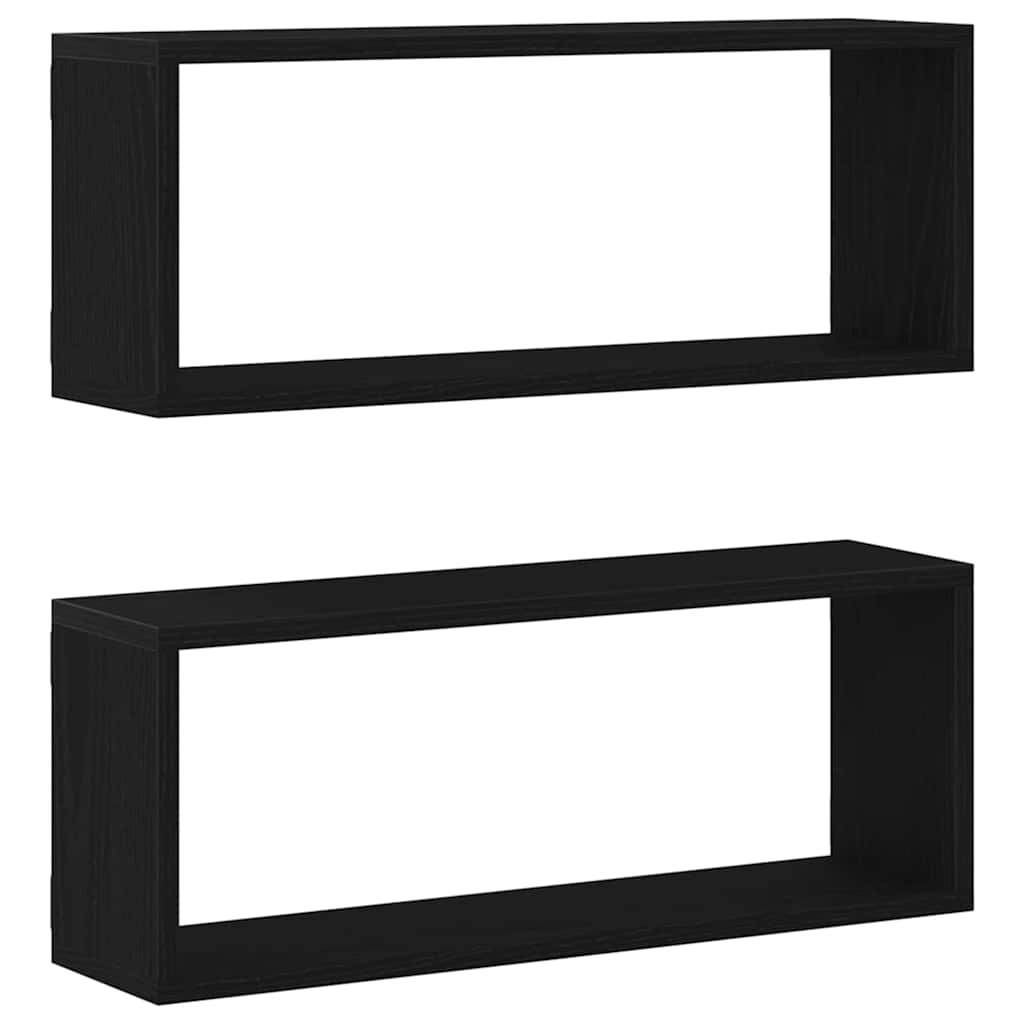 Wandregale mit Regal 2 pcs Schwarz Eichen-Optik 60 x 15 x 23 cm