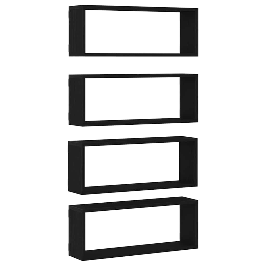 Wandregale mit Regal 4 pcs Schwarz Eichen-Optik 60 x 15 x 23 cm