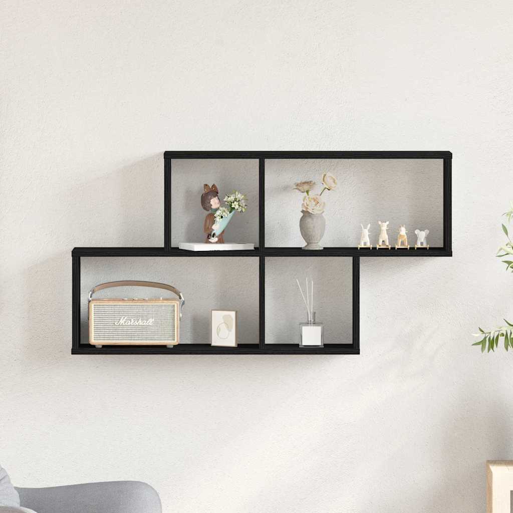 Wandregal Schwarz Eichen-Optik 76 x 15 x 53 cm Holzwerkstoff