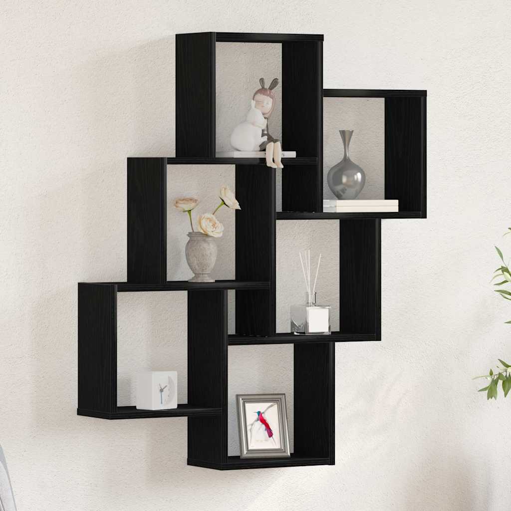 Wandregal Schwarz Eichen-Optik 78 x 15 x 93 cm Holzwerkstoff