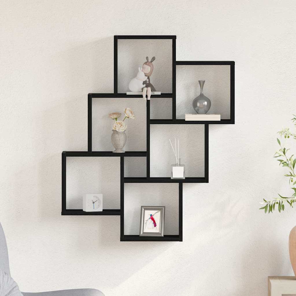 Wandregal Schwarz Eichen-Optik 78 x 15 x 93 cm Holzwerkstoff