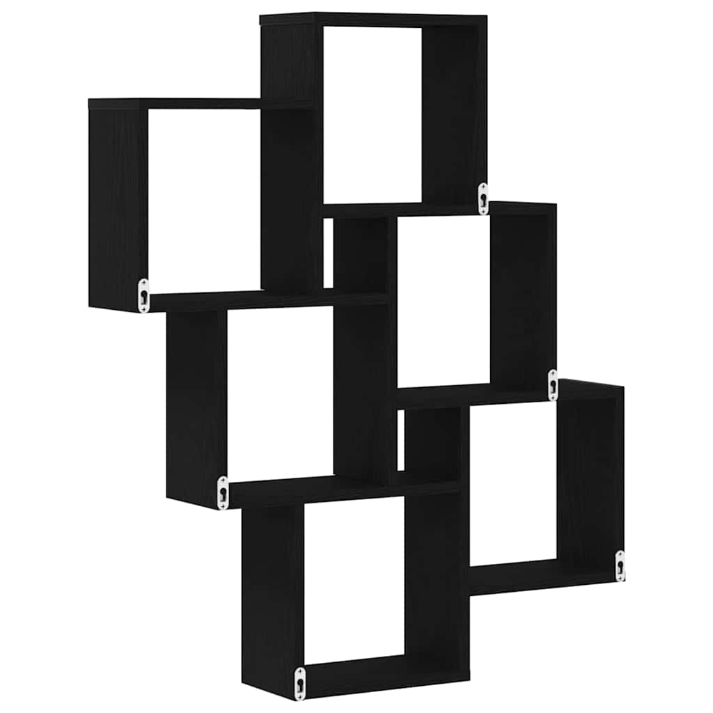 Wandregal Schwarz Eichen-Optik 78 x 15 x 93 cm Holzwerkstoff