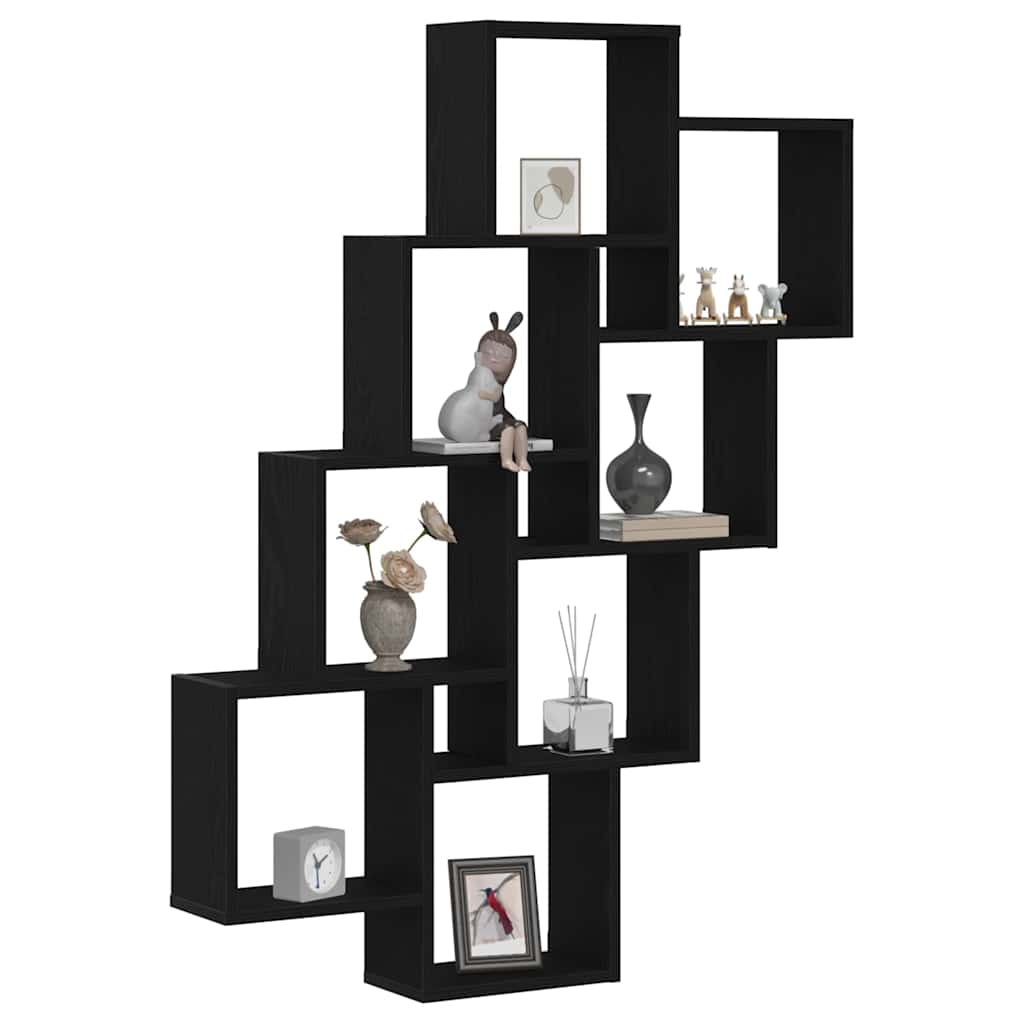 Wandregal Schwarz Eichen-Optik 90 x 15 x 119,5 cm Holzwerkstoff