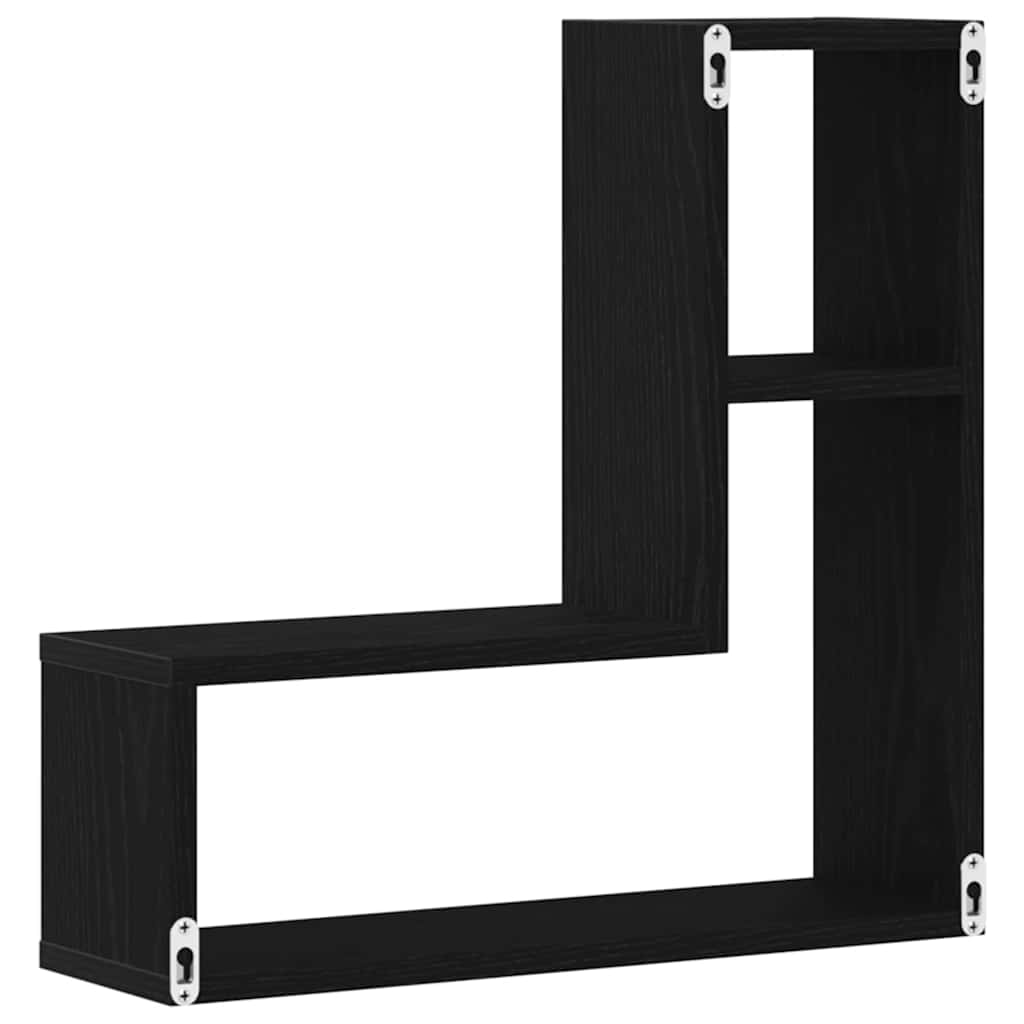 Wandregal mit Regal 2 pcs Schwarz Eichen-Optik 50 x 15 x 85 cm