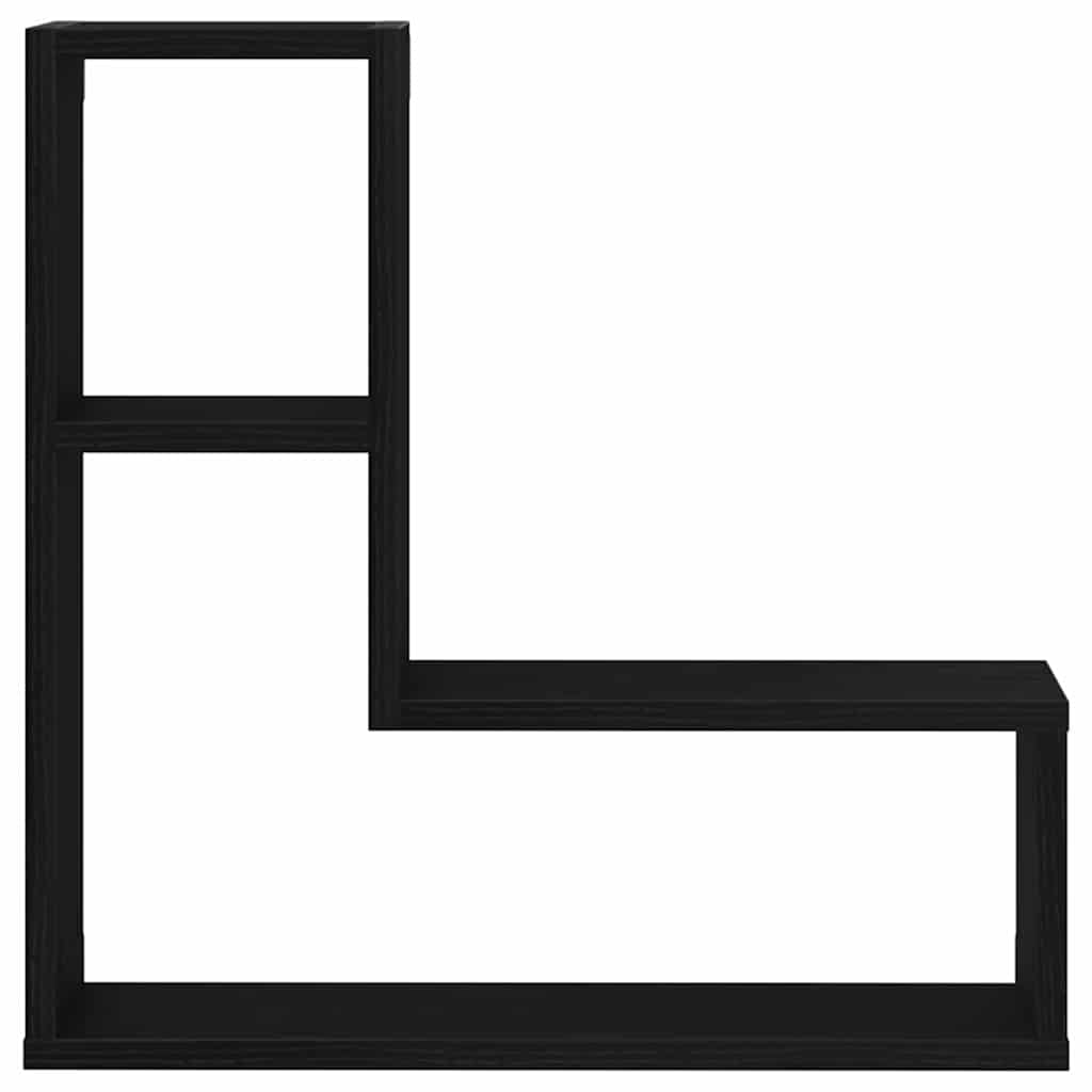 Wandregal mit Regal 2 pcs Schwarz Eichen-Optik 50 x 15 x 85 cm