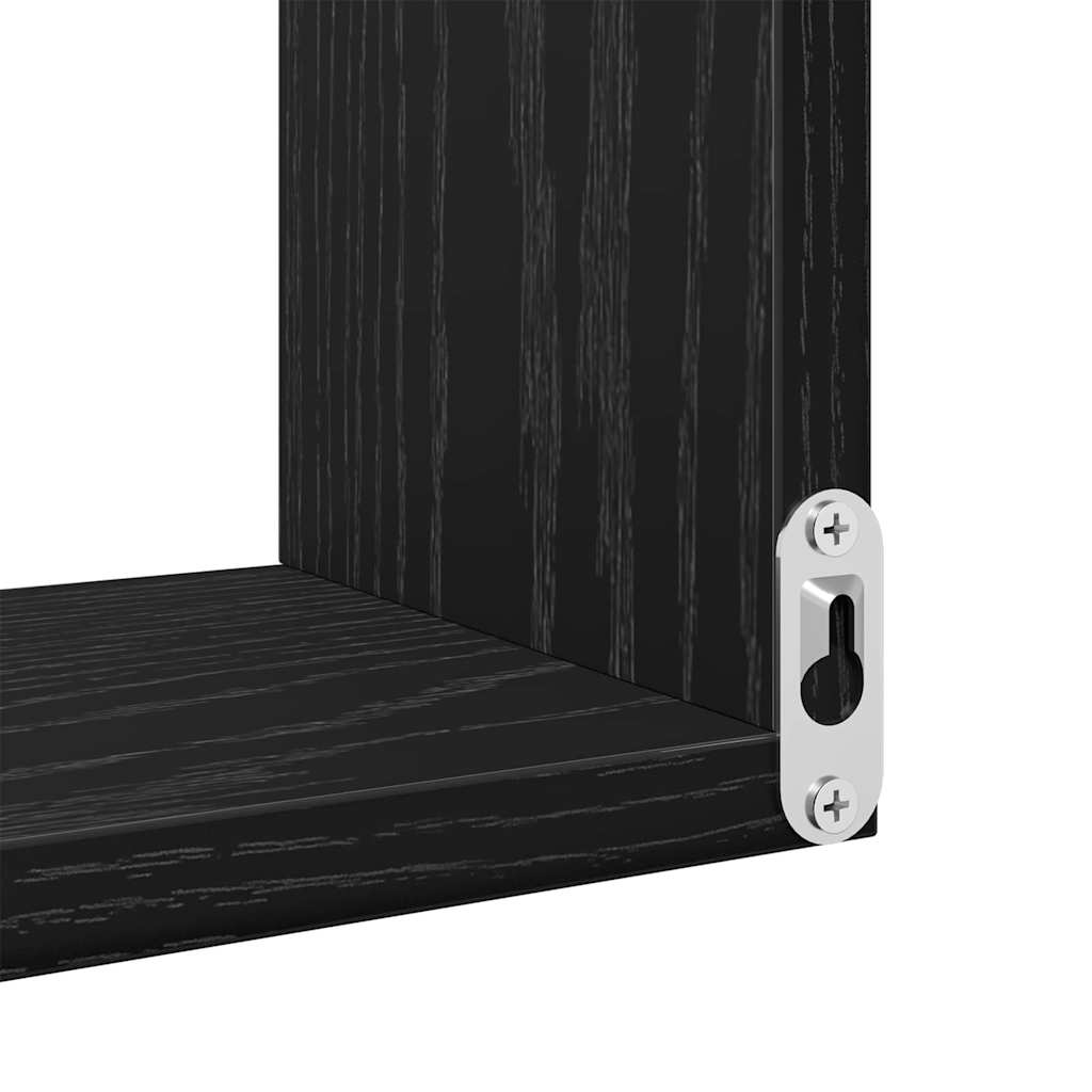 Wandregal 2 pcs Schwarz Eichen-Optik 40 x 40 x 49,5 cm