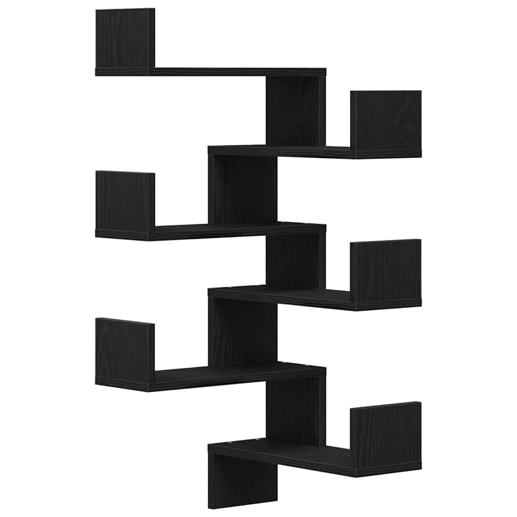 Wandregal 2 pcs Schwarz Eichen-Optik 40 x 40 x 49,5 cm