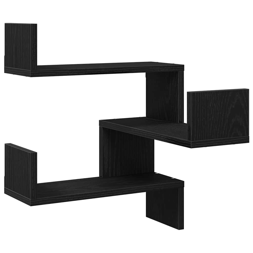 Wandregal 2 pcs Schwarz Eichen-Optik 40 x 40 x 49,5 cm