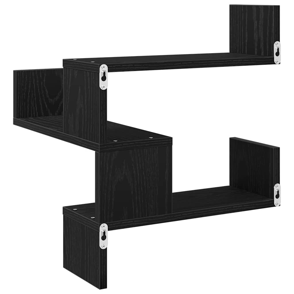 Wandregal 2 pcs Schwarz Eichen-Optik 40 x 40 x 49,5 cm