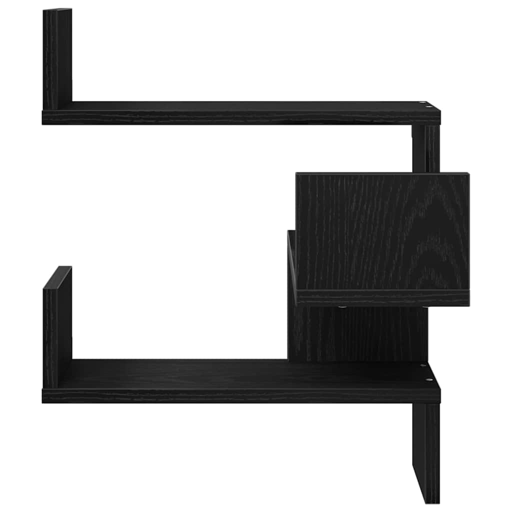 Wandregal 2 pcs Schwarz Eichen-Optik 40 x 40 x 49,5 cm