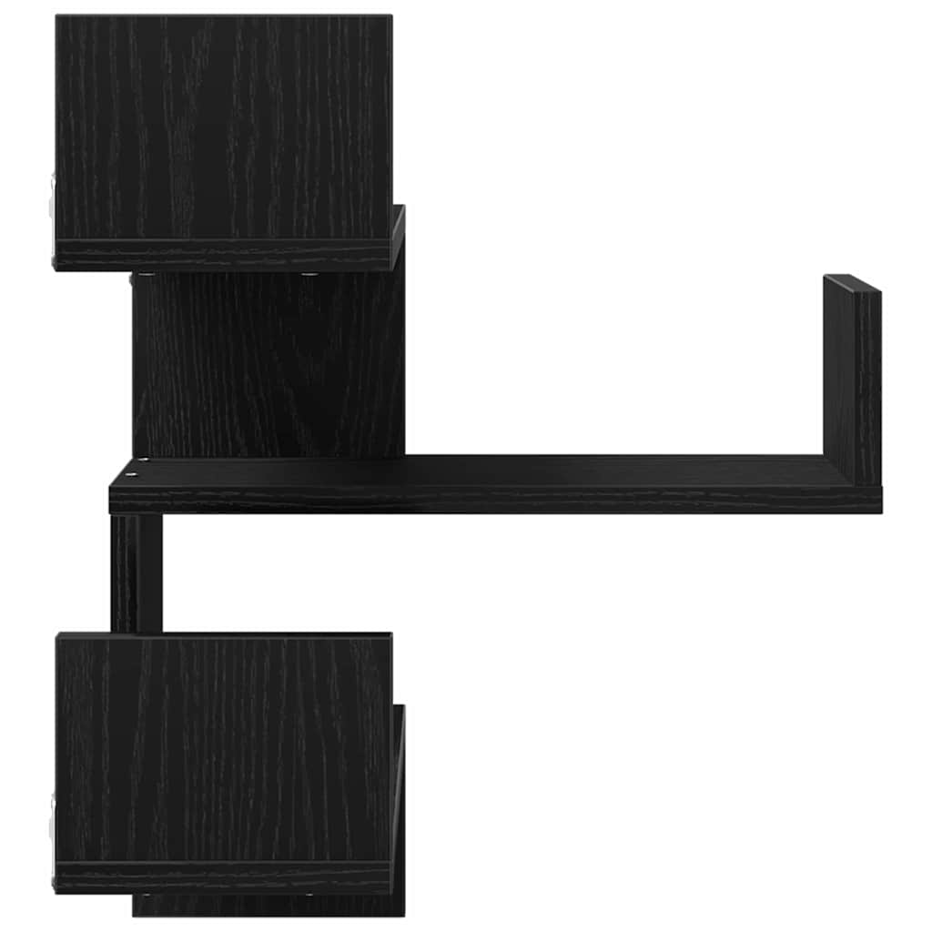 Wandregal 2 pcs Schwarz Eichen-Optik 40 x 40 x 49,5 cm