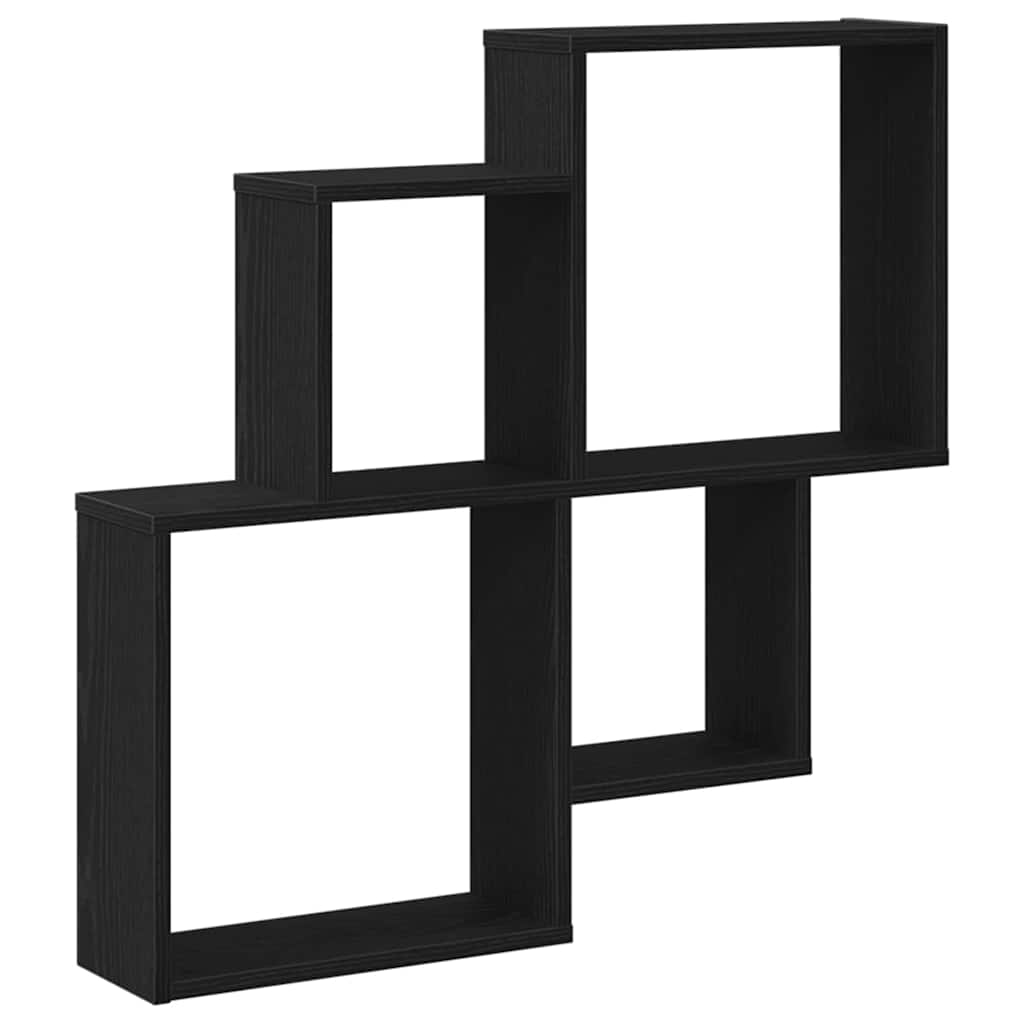 Wandregal Schwarz Eichen-Optik 80 x 15 x 78,5 cm Holzwerkstoff