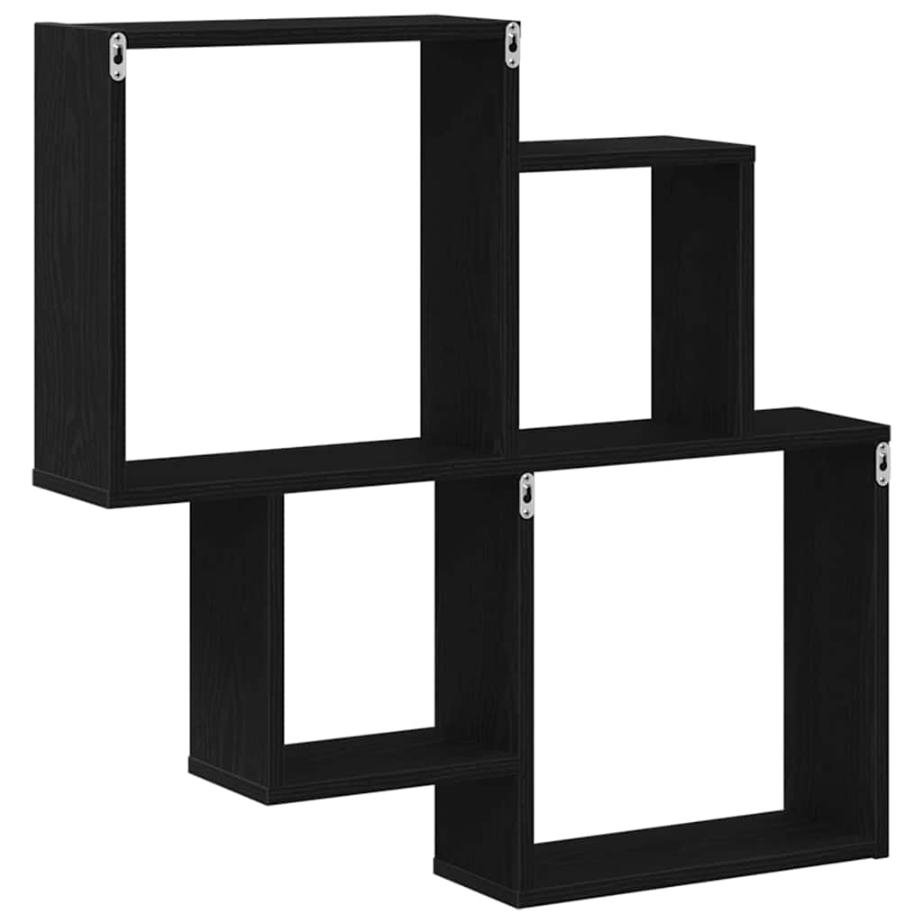 Wandregal Schwarz Eichen-Optik 80 x 15 x 78,5 cm Holzwerkstoff